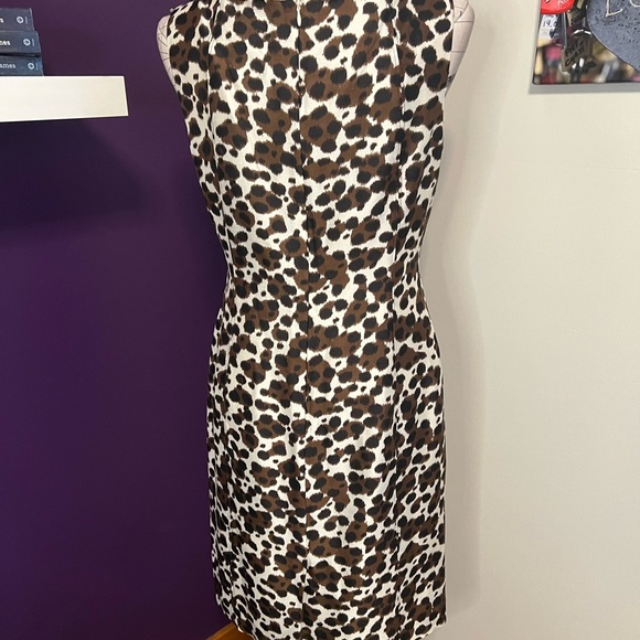 Ann Taylor Sleeveless Silk Animal Print Dress - Picture 6 of 9